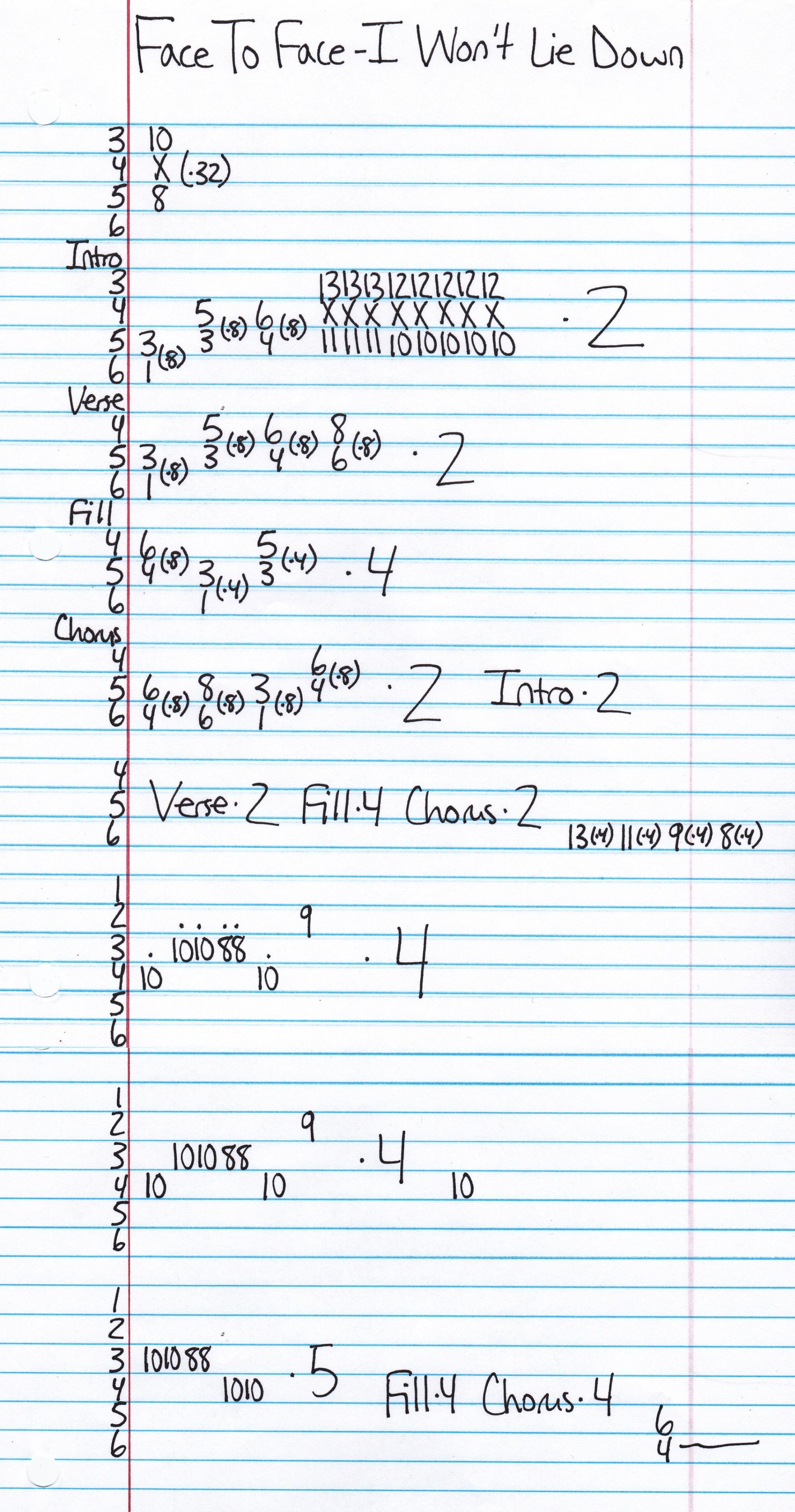 High quality guitar tab for I Won't Lie Down by Face To Face off of the album Face To Face. ***Complete and accurate guitar tab!***